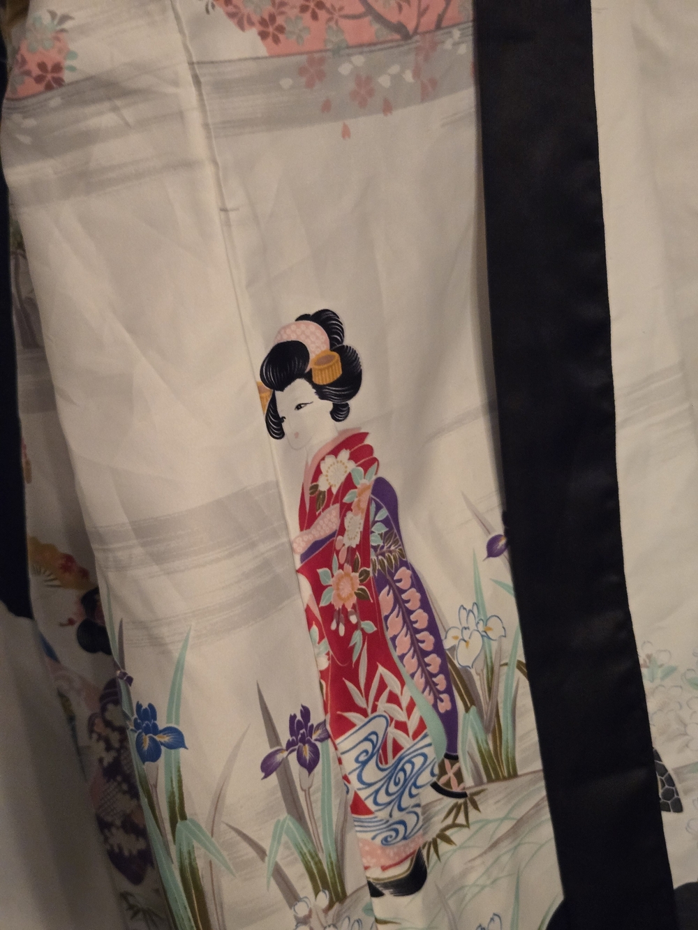 Vintage Black & White Floral Kimono Cardigan - Picture 5 of 15